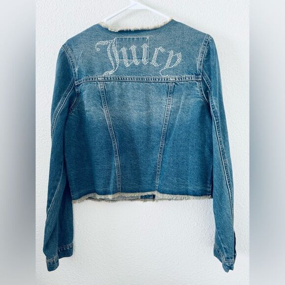 Juicy Couture Big Bling Raw Collar Denim Jacket Size: Medium NWOT - Picture 5 of 13